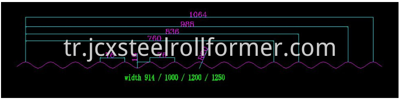 1064 corrugated sheet profile